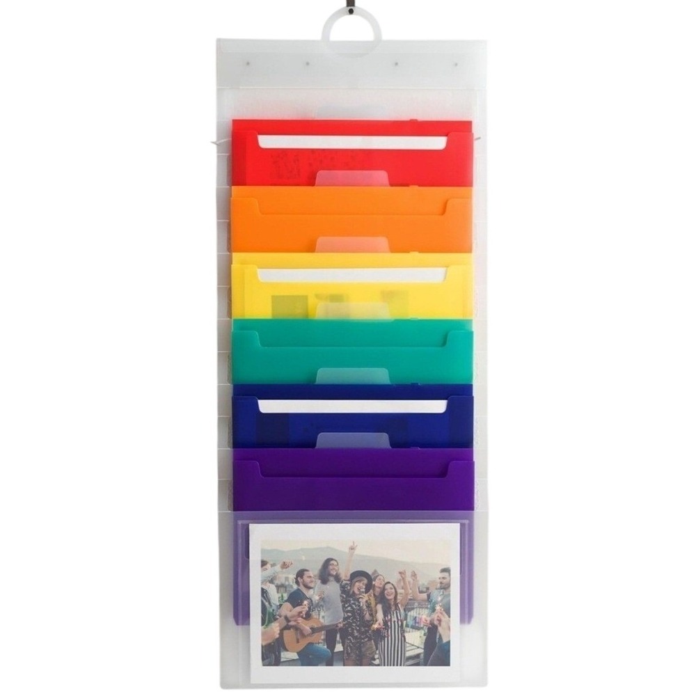 U Brands Cascading Wall Organizer Rainbow 6 Pocket Hanging File Folder 4366T